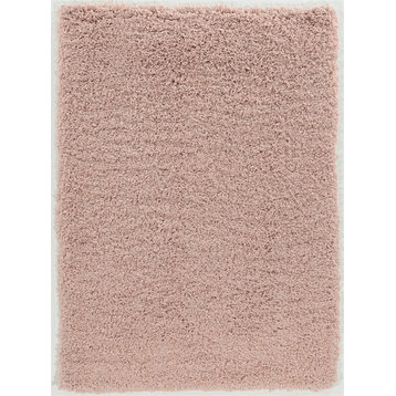 Linon Luxe Plush Shag Hand Tufted Polyester 5'x7' Rug in Blush Pink