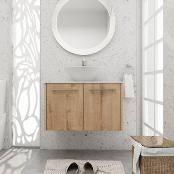 BNK 30 Inch Bathroom Vanity With Sink, Modern Wall Mount Bathroom Vanity Set, Conical Basin, 30 Inch