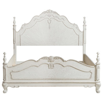 Averny Bed, 2-Tone Finish, Antique White, Gray, Queen