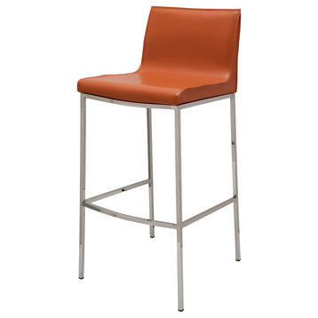 Nuevo Colter 29.5" Leather Bar Stool in Ochre