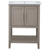 24" Single Sink Vanity, Without Miror and Faucet, Gold Gray