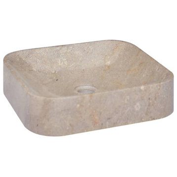 vidaXL Sink Bathroom Wash Basin Vanity Vessel Sink Gray 15.7"x15.7"x3.9" Marble