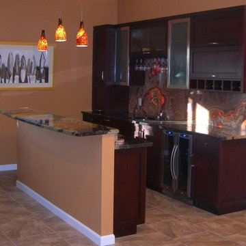 Backlit onyx bar backsplash
