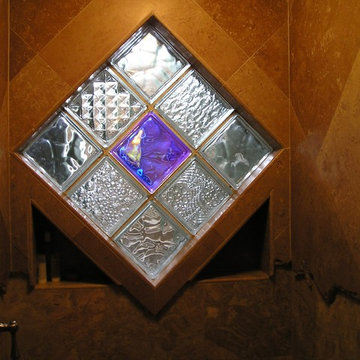 Glass Block Window in Stone Shower Window