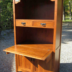 Genovese Armoire Desk shown with desktop lowered - Desks And Hutches