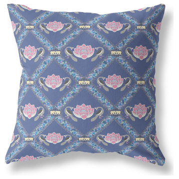 Amrita Sen Broadcloth Pillow With Purple Blue Pink Finish CAPL478BrCDS-BL-16x16