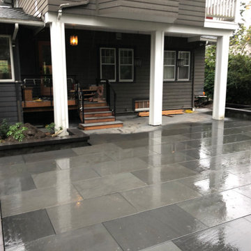 Bocce Ball Court, Pond, Granite Rocks and Dimensonal Flagstone