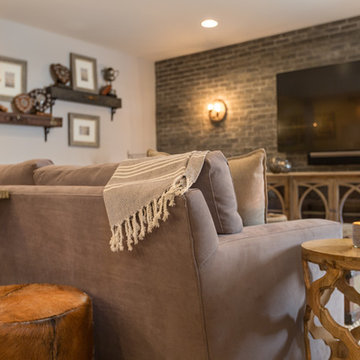 Neutral Rustic Transitional Basement