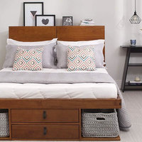 Memomad Bali Storage Platform Bed with Drawers (Queen Size, Caramel)