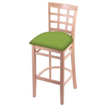 3130 25 Counter Stool with Natural Finish and Canter Kiwi Green Seat