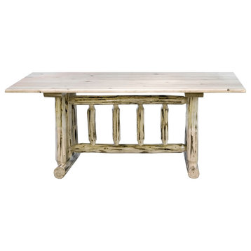 Montana Collection Trestle Based Dining Table, Clear Lacquer Finish