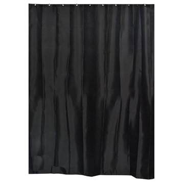 Extra Long Shower Curtain Polyester 12 Rings 79L x 71W, Black