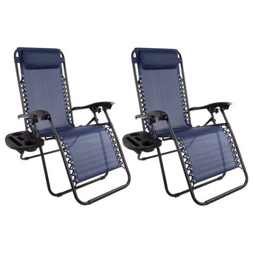Set of 2 Zero-Gravity Recliner Chairs Outdoor Furniture Set for Camping or Patio