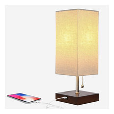 Brightech Grace USB, LED Desk & Bedside Table Lamp, Havanah Brown