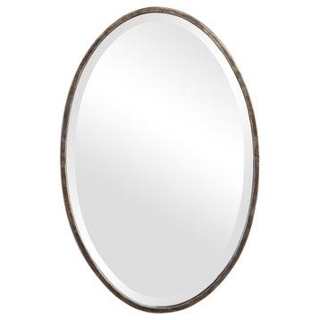 28" x 18" Oval Rustic Bronze Vanity Bathroom Wall Mirror