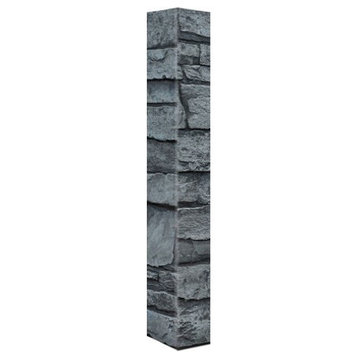 Faux Stone Wall Panel - BRIGHTON, Charcoal, 48in Exterior Corner