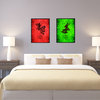 Rabbit Chinese Zodiac Green Print on Canvas with Picture Frame, 13"x17"