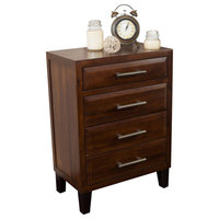 Glendora Wood Four Drawer Storage Dresser, Brown Mahogany