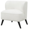Pemberly Row Upholstered Fabric & Wood Accent Chair in Natural/Cappuccino