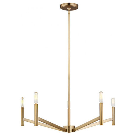 Vector Chandelier, 5-Light, LED, Satin Brass, 28"