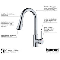 Karran Weybridge Single-Handle Pull-Down Sprayer Kitchen Faucet, Chrome