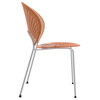 Opulent Plastic Dining Side Chair, Chrome Base Set of 2, Amber