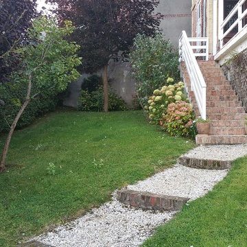 terrasse bois et brique