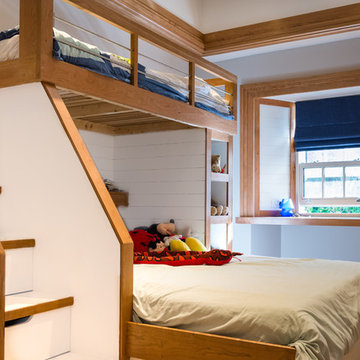 Boys bedroom with bunks done on a "ships cabin" style in Am Cherry