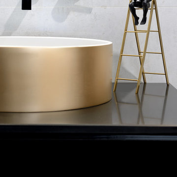 Close-up of Gold Sink in Powder Room