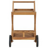 vidaXL Solid Teak Wood Tea Trolley Kitchen Dining Room Serving Beverage Cart