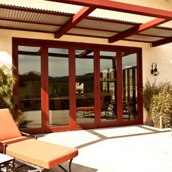 Custom Red Five-Panel Bi-Fold - Patio Doors