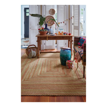Manchester Concentric Rectangle Braided Rugs, Gold Hues
