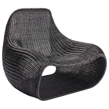 Snug Rattan Lounge Chair, Dark Gray