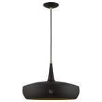 Livex Lighting - Banbury 1 Light Black With Antique Brass Accents Pendant - The Banbury one light pendant features a modern, minimal look. It is shown in a chic black finish shade with a gold finish inside and antique brass finish accents.