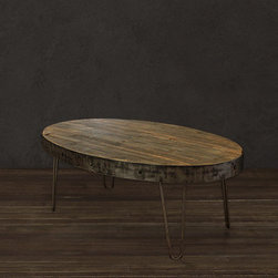 Oval Industrial Reclaimed Wood Coffee Table - Coffee Tables