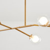 5-Light 37.8" Gold Steel Chandelier With Glass Shades