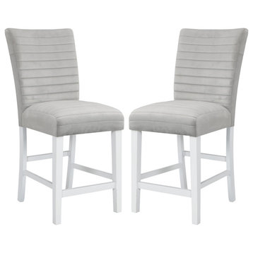Set of 2 Counter Height Chair, White and Gray Finish