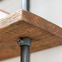 Susannah Bespoke Recycled Scaffolding Boards & Dark Steel Pipe Desk & Shelves - Display & Wall Shelves