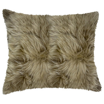 New Zealand Sheepskin Pillow 18"x18", Taupe