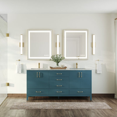 Lagoon Bathroom Vanity, Royal Green, 72", Double, Without Mirror, Freestanding