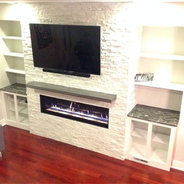 Linear Fireplace With Stone - Pittsburgh, PA