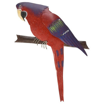 Iron Red Parrot Wall Decor