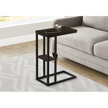 Accent Table C-shaped End Side Snack Living Room Bedroom Metal Brown