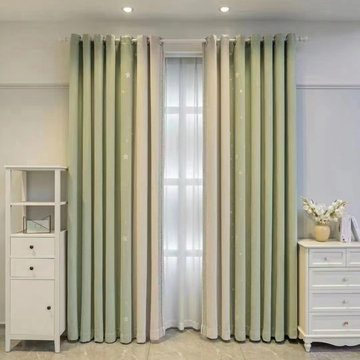 QYFL2302MA 2023 New Arrival Petrel Blue Pink Green Chenille Ready Made Curtains