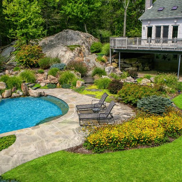 Kinnelon, NJ Natural Poolscape with Waterfalls & Koi Pond