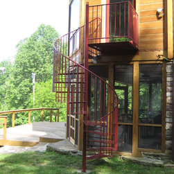s055 Spiral Staircase with custom landing from Deck to patio in Blue Ridge, Virg - Products