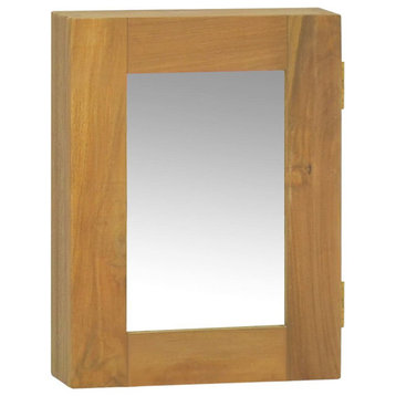 vidaXL Mirror Cabinet Medicine Cabinet Bathroom Wall Storage Solid Teak Wood