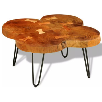 Vidaxl Coffee Table 13.8" 4 Trunks Solid Sheesham Wood
