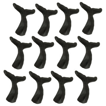 Brown Cast Iron Whale Tail Drawer or Cabinet Door Pulls Set of 12