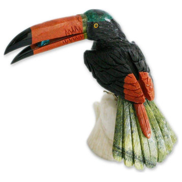 NOVICA Toucan Dines And Onyx And Jasper Sculpture